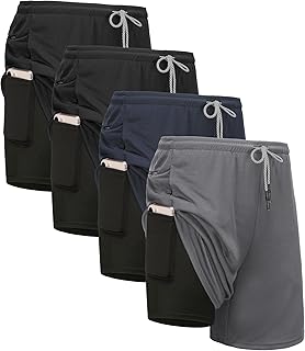 Kinglaman 4 Pack Mens 2 in 1 Running Wo...