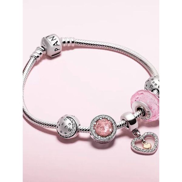 Pandora แท้ เงิน925 14K สร้อยข้อมือ กำไ...